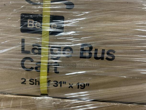 Brand new Choice Black Utility/Bussing Cart, model 109cartbs2bk, with two shelves, in original packaging.
