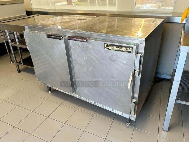 Beverage-Air UCR48 undercounter refrigerator in prime condition, 115V, stainless steel, fully tested and working, visible brand label.