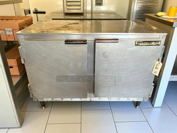 Beverage-Air UCR48 undercounter refrigerator, prime condition, stainless steel, 115V, fully tested, visible label and tag.