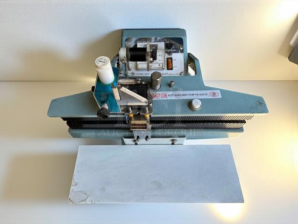 Mercier ME-400CFN Constant Heat Sealer, prime condition, 115V, fully tested, warning label "Keep hands away from heater."