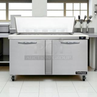 Continental Refrigeration Sandwich Prep Table, dual lid, prime condition, stainless steel, fully tested, working.