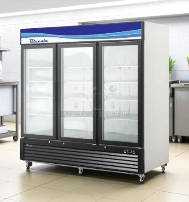 Pristine Blue Air BAGR72 3-door merchandising refrigerator, model BAGR72, 115V, fully tested, excellent condition.