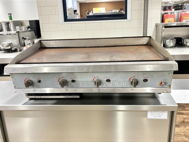 Cooking Performance Group 48" gas countertop griddle, model GM-CPG-48-NL, 120,000 BTU, prime condition, fully tested.