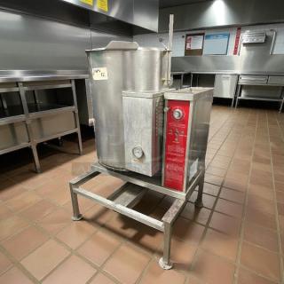 Rare Groen TDH-48C 12 gal. steam kettle, manual tilt, 2/3 jacket, natural gas, tested, red control panel, stainless steel.