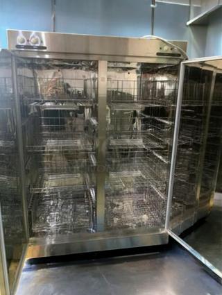 Tang Machinery high-temp drying & sterilizing cabinet in superb condition, stainless steel, open door view, fully tested.