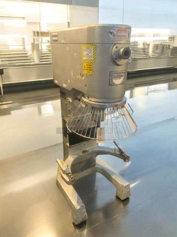 Precision Mixers HD-80, 80 Qt commercial mixer in prime condition, 220V, fully operational. Visible safety and model labels.