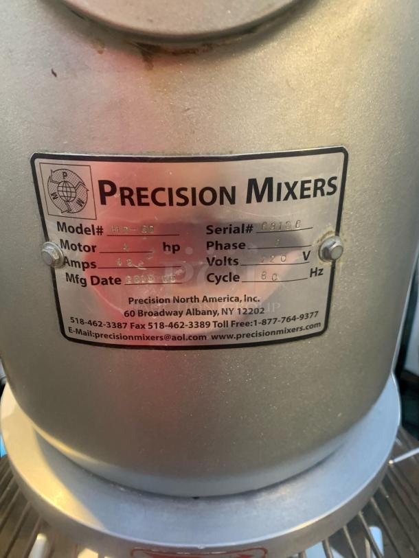 Precision Mixers HD-80, 80 Qt heavy-duty commercial mixer in prime condition, 220V, fully tested and operational.