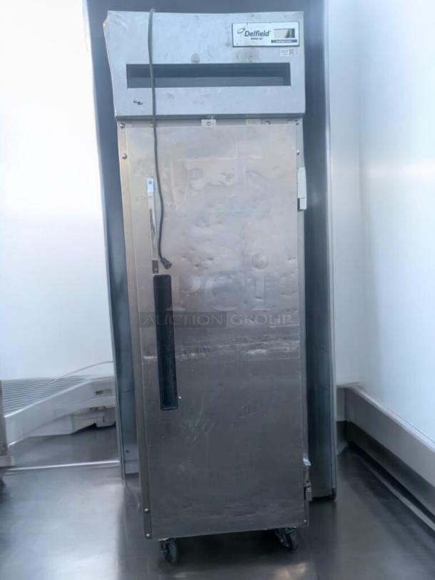 Delfield 6025XL-S Single Door Reach-In Refrigerator, prime condition, fully tested, 115V, stainless steel, visible Delfield label.