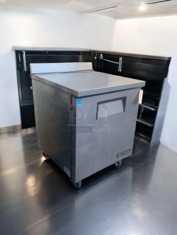 True TWT-27F one-door worktop freezer in prime condition, stainless steel, fully tested, 115V, on casters, by True Manufacturing Co.