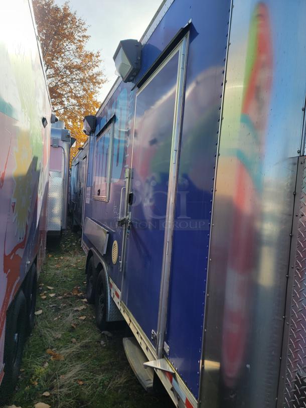 2021 16’ Quality mobile food trailer, blue exterior, tandem-axle, service window, stainless steel interior, VIN 1Z9Z1EH20MP475437.