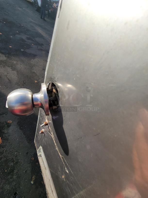 Trailer hitch on a 2021 Texino 28-foot food trailer, showing surface detail and condition.