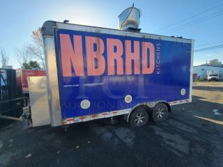 2021 Quality 16' commercial food trailer, blue with "NBRHD Kitchens" branding. Fully equipped, excellent condition.