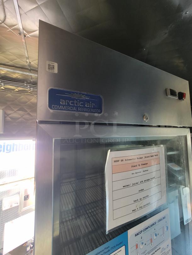 Arctic Air commercial refrigerator in a 2021 high-end 16' food trailer. Equipped for professional mobile kitchens.