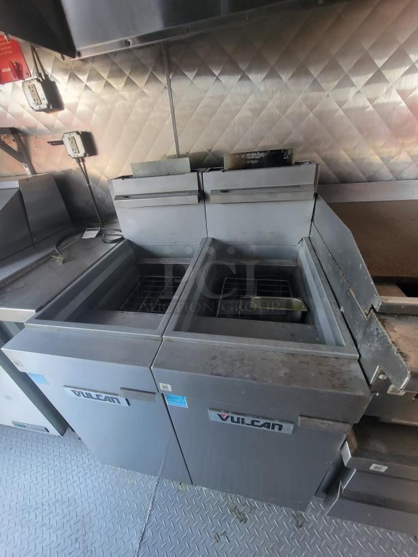 2021 16' Quality food trailer interior, features Vulcan appliances, stainless steel finish, excellent condition.