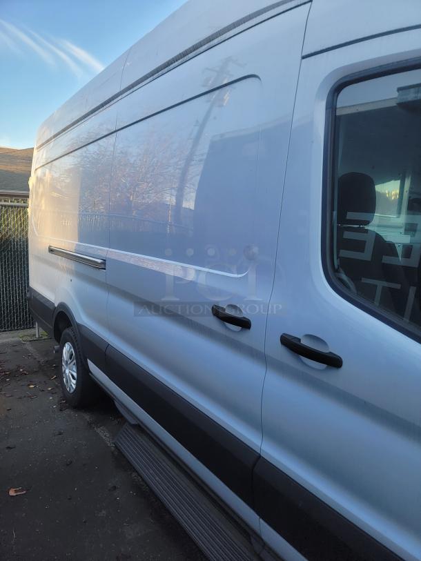2020 Ford Transit 350 Cargo Van, High Roof, white, low 2,212 miles, 148-inch wheelbase, SRW, like-new condition.