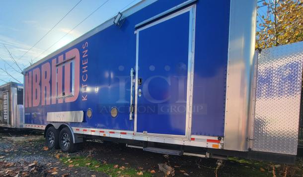 2021 24' Quality Trailer, fully equipped electric kitchen, blue exterior, NHBRHD branding, excellent condition, ready for high-volume use.