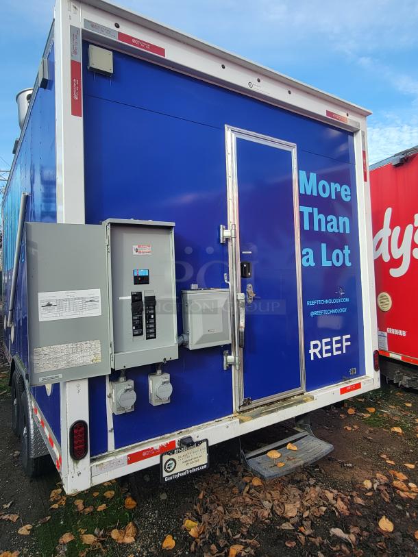 2021 Quality 16-Foot Kitchen Vessel by Quality Food Trailers, dual-axle, blue exterior, electrical panel, ready for use.