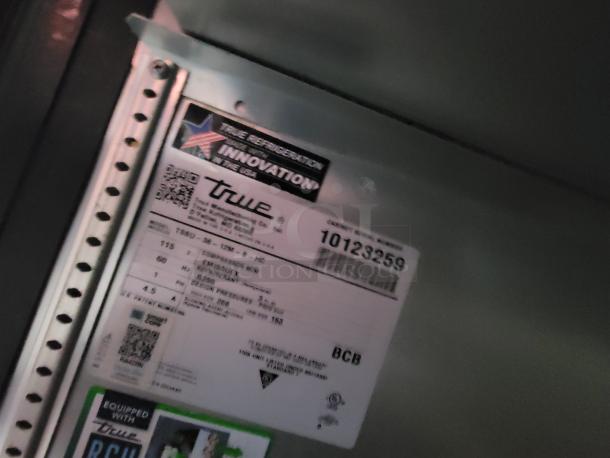 Identification label inside 16-foot kitchen vessel by Quality, showing model TSSU-36-12M-B, serial 10123259, and technical specs.