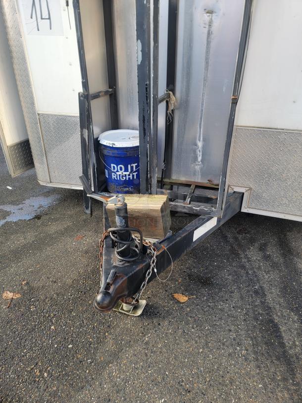 2019 Quality 24' food concession trailer hitch with heavy-duty frame, chain, and bucket. Ideal for high-volume operation.