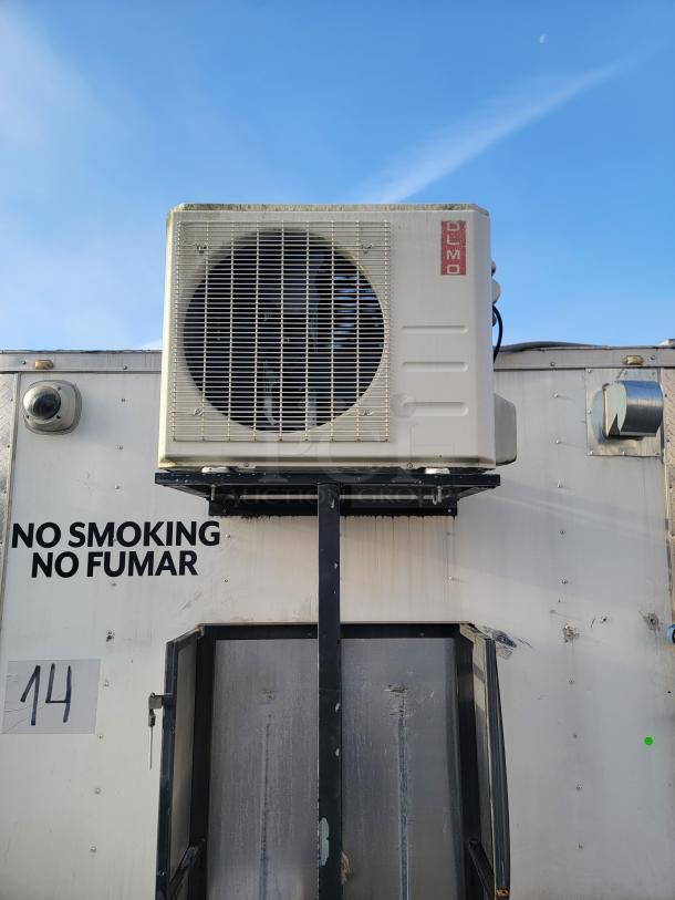 2019 Quality 24' Food Concession Trailer exterior. Visible air conditioning unit, "NO SMOKING" signage, and label "14".