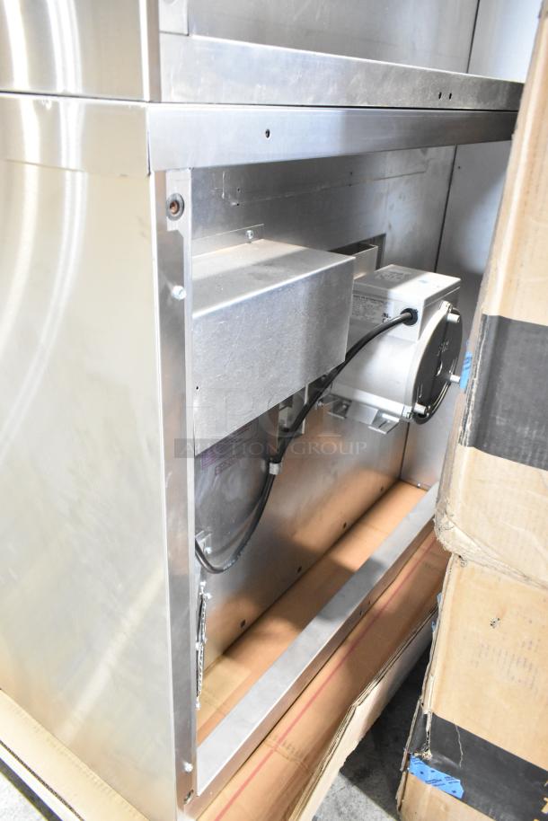 Blodgett MARK-V-100 commercial convection oven, stainless steel, with view-through doors and metal racks. 208V, 3 phase.