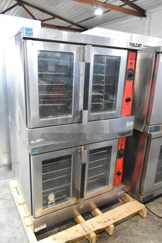 Vulcan VC6GD-SEFCAM stainless steel convection ovens with view-through doors, metal racks, thermostatic controls; used condition.