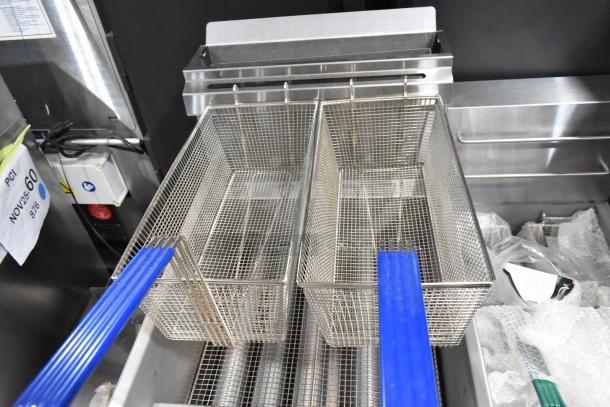 Brand new Imperial IFS-75 stainless steel commercial deep fryer with scratch and dent, 175,000 BTU, includes 2 metal fry baskets.