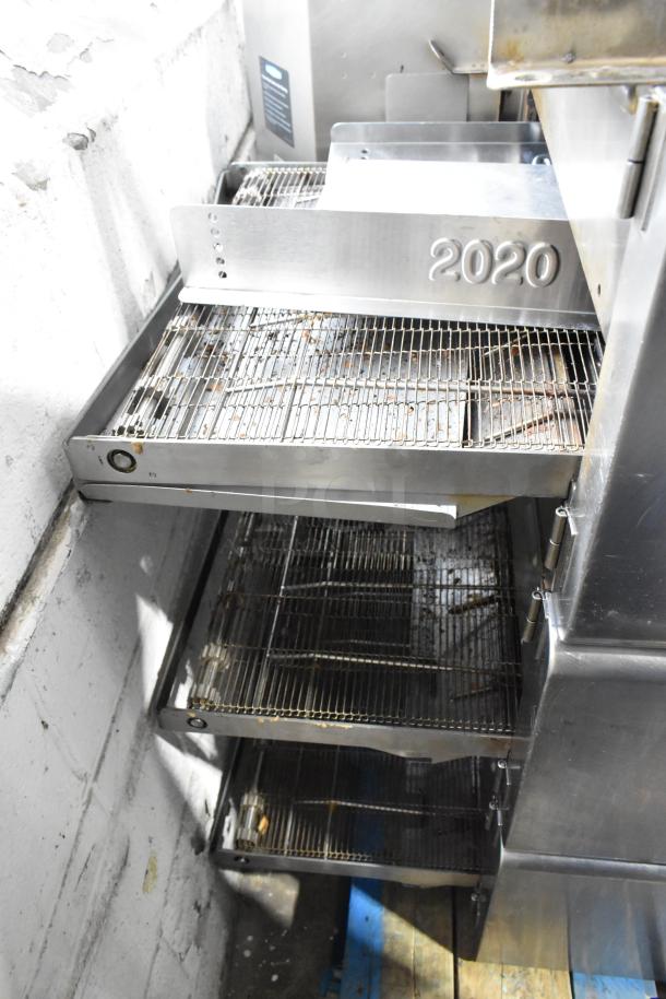 Turbochef HhC2020 Stainless Steel Electric Conveyor Oven with stand, used condition, visible model marking "2020."