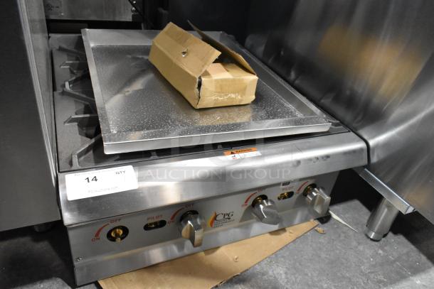 BRAND NEW 2025 Cooking Performance CPG R-CPG-24-NL stainless steel 4 burner gas range, 88,000 BTU. Scratch and dent condition.