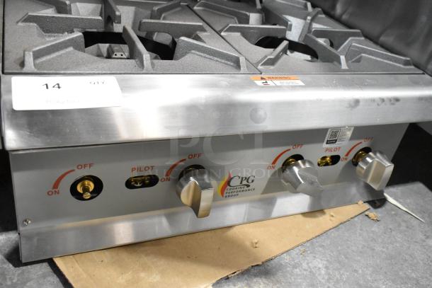 Brand new 2025 CPG R-CPG-24-NL stainless steel 4 burner natural gas range, 88,000 BTU, scratch and dent condition.