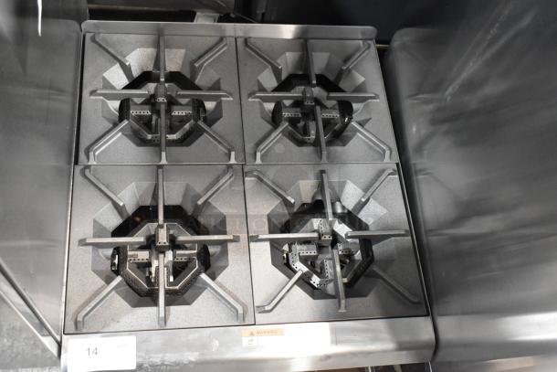 BRAND NEW 2025 Cooking Performance Group CPG R-CPG-24-NL stainless steel 4 burner natural gas range, 88,000 BTU.