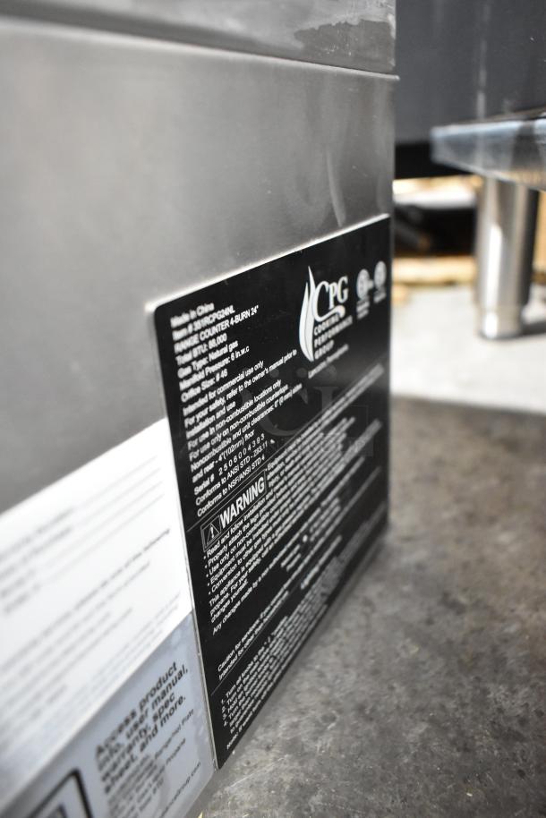 BRAND NEW Scratch and Dent 2025 CPG R-CPG-24-NL stainless steel 4 burner gas range. 88,000 BTU. Model: 351RCPG24NL.