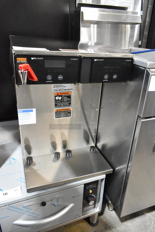 BRAND NEW 2025 Bunn Axiom Twin APS stainless steel airpot coffee brewer with hot water dispenser, 120/240 volts, 1 phase.
