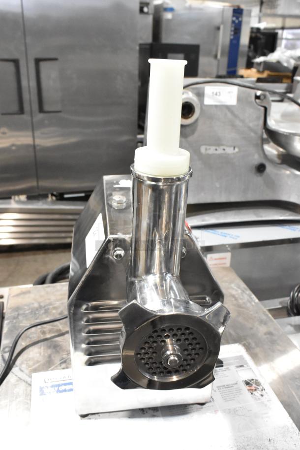 Brand new 2024 Avantco 177MG22R stainless steel #22 meat grinder with reverse function, 110V, slight scratches.