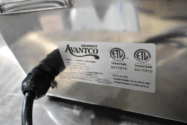 BRAND NEW Avantco 177MG22R stainless steel commercial meat grinder with reverse function. ETL listed. 110V, 1 Phase.