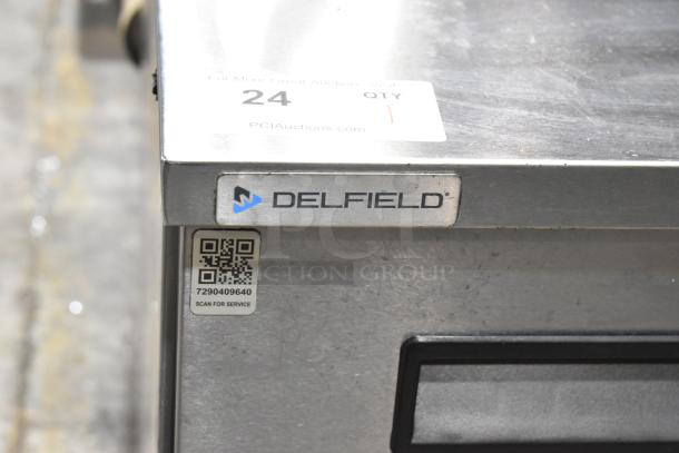 2022 Delfield 406P-STAR2 stainless steel undercounter cooler, commercial casters, single door, 115V, 1 phase.