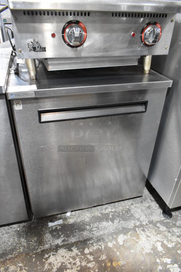 2019 Delfield 406P-STAR2 stainless steel undercounter cooler, single door, on commercial casters. 115V, 1 phase.