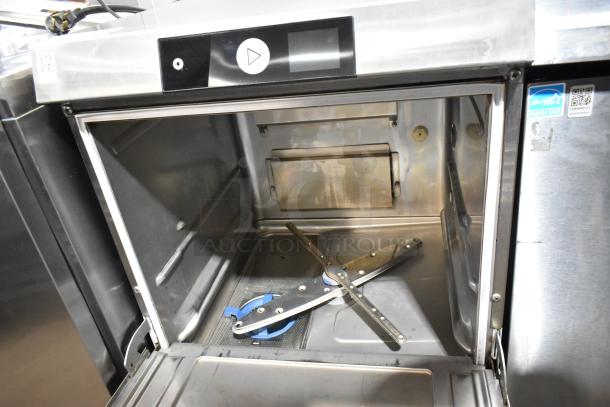 Hobart LXNR stainless steel undercounter dishwasher, 120/208-240V, 1 phase. Features digital controls and energy star label.