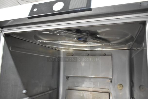 Hobart LXNR stainless steel commercial undercounter dishwasher interior, 120/208-240V, 1 phase, clean condition.