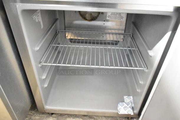 2019 Delfield stainless steel single door undercounter cooler, commercial casters, 115V, 1 phase, excellent condition.