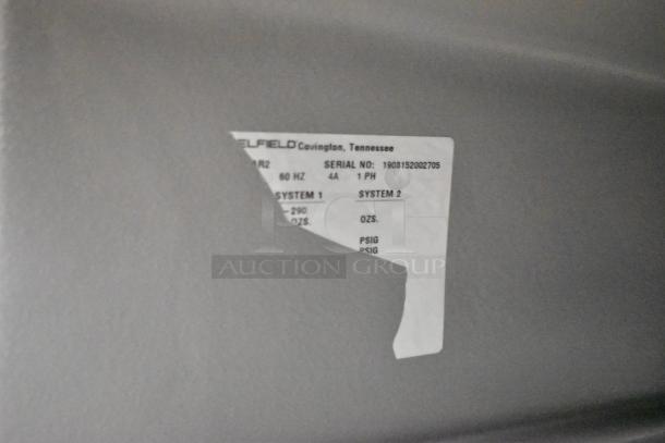 2019 Delfield stainless steel undercounter cooler, model information tag visible. Excellent condition, 115V, 1 phase.