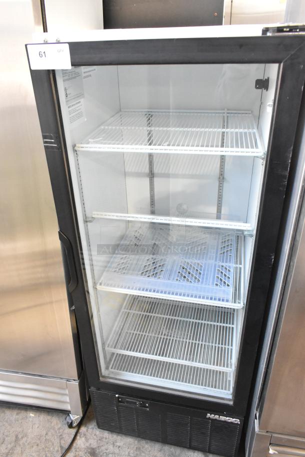 Habco SE12 metal commercial cooler merchandiser with single glass door, poly coated racks, 115 volts, 1 phase.
