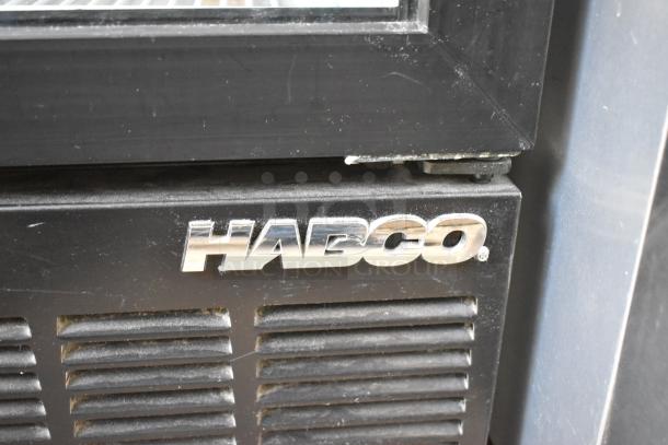 Habco SE12 metal commercial single door cooler with poly coated racks, logo visible, 115 volts, 1 phase.