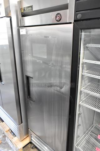 True T-19F stainless steel commercial freezer, single door, poly-coated racks, on casters, 115V, 1 phase, used condition.
