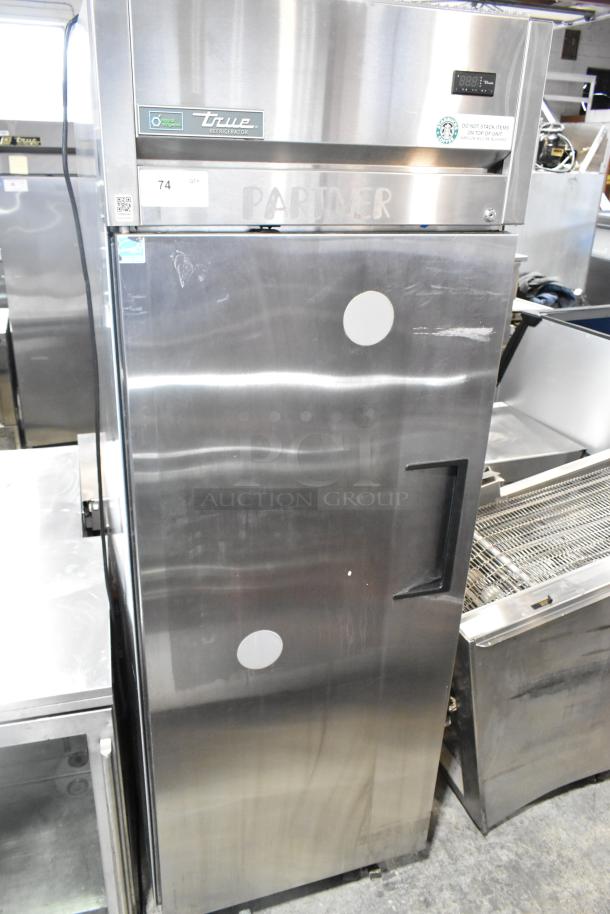 2019 True TG1R-1S-HC stainless steel commercial cooler with single door and poly coated racks. 115V, 1 phase.