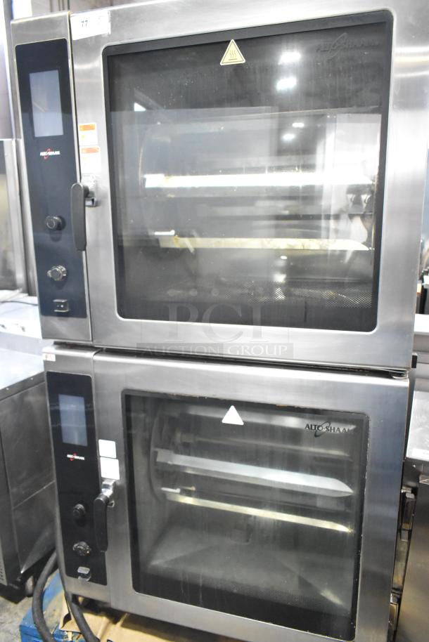 Alto Shaam AR-7T stainless steel electric rotisserie ovens. Self-cleaning, 208 volts, 1 phase, commercial use, dual units.