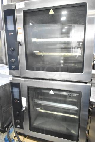Alto Shaam AR-7T stainless steel electric rotisserie ovens. Self-cleaning, 208 volts, 1 phase, commercial use, dual units.