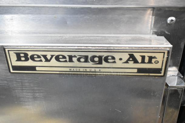 Stainless steel Beverage Air UCR48A commercial 2-door undercounter cooler with visible branding. Made in USA. 115V, 1 phase.