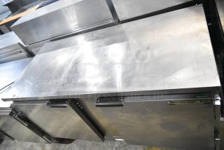 Beverage Air WTR60A stainless steel commercial 2-door undercounter cooler on casters. Features slight surface wear. 115V, 1 phase.