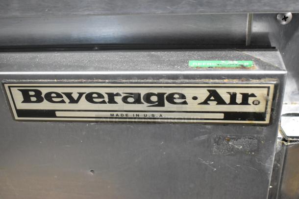 Beverage Air WTR60A stainless steel undercounter cooler, 2 doors, on commercial casters, 115V, 1 phase, "Made in USA" label.